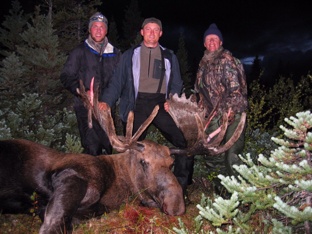 Dick Raymer’s moose with Chad and Bryan