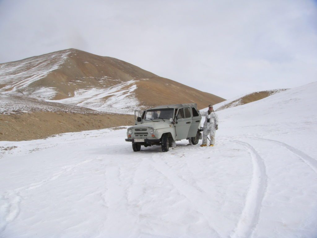 Jeep at 14,000 feet in Tajik. Dec. 2014