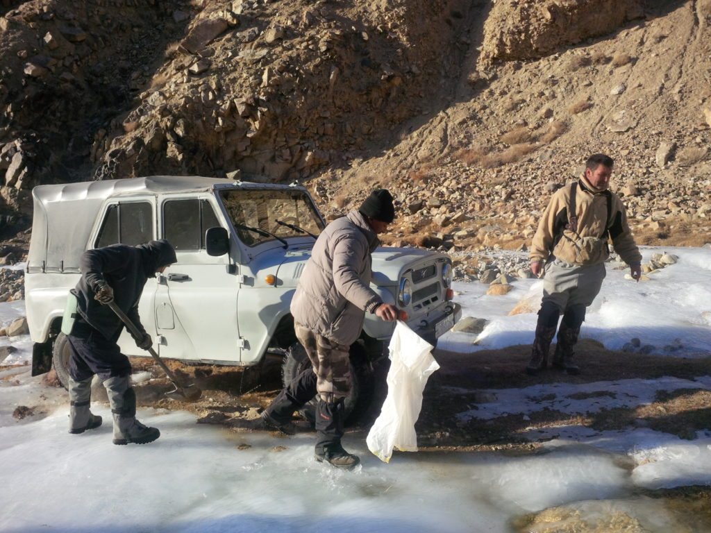 Sanding the Ice in Tajikistan Nov. 2014
