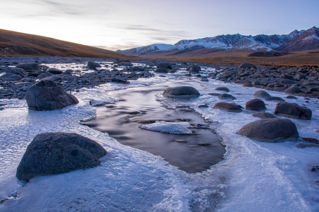 Kyrgyzstan River Freezing at 11,750 feet in October 2015